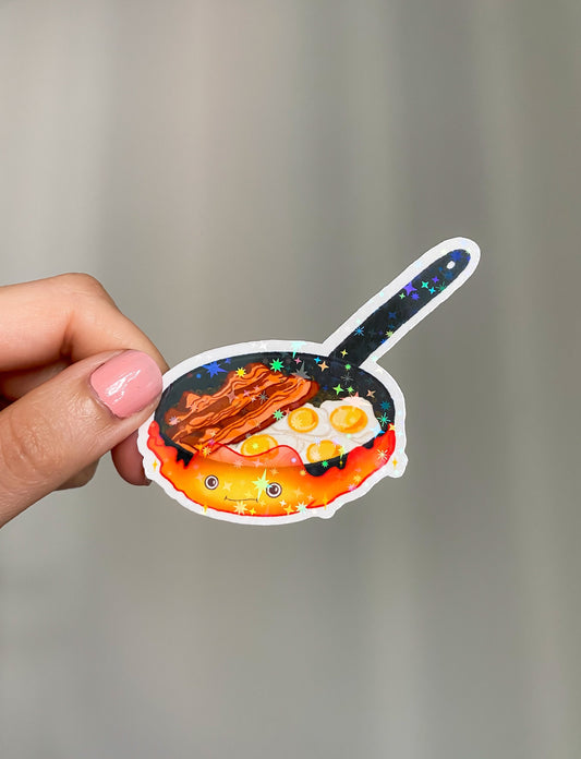 Holographic Frying Pan Calcifer Vinyl Sticker