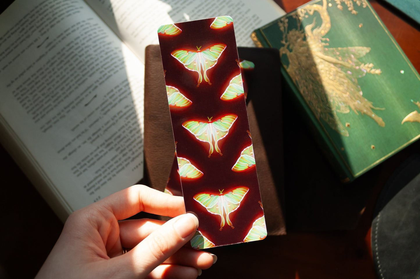 Luminous Luna Moth Laminated Bookmark